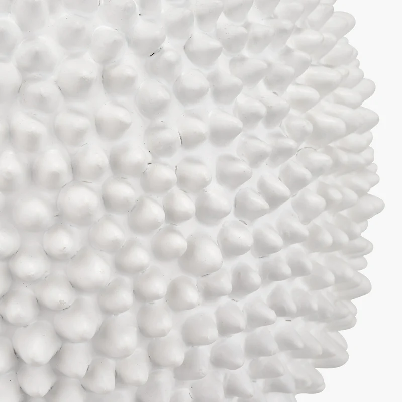 Wrenley Cream Ceramic Sea Urchin Table Lamp Base with Henry 35cm White Handloom Cylinder Lampshade