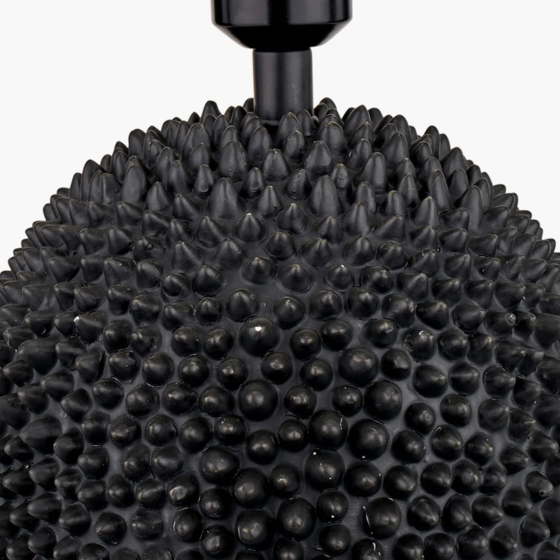 Wrenley Black Ceramic Sea Urchin Table Lamp Base with Winston 40cm White Handloom Tapered Lampshade