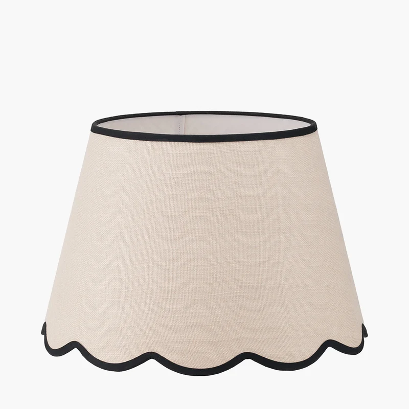 Tabitha 45cm Cream Jute Scalloped Edge Tapered Lampshade with Black Binding