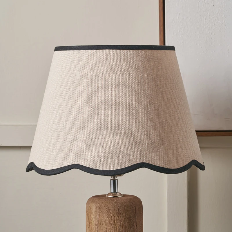 Tabitha 45cm Cream Jute Scalloped Edge Tapered Lampshade with Black Binding