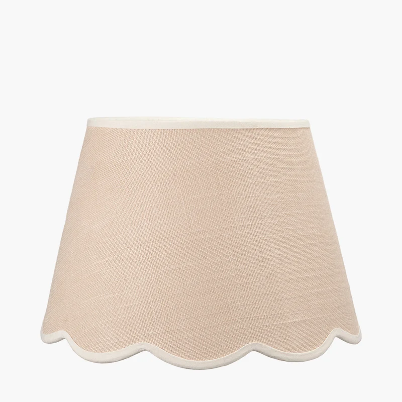 Tabitha 40cm Cream Jute Scalloped Edge Tapered Lampshade with Cream Binding