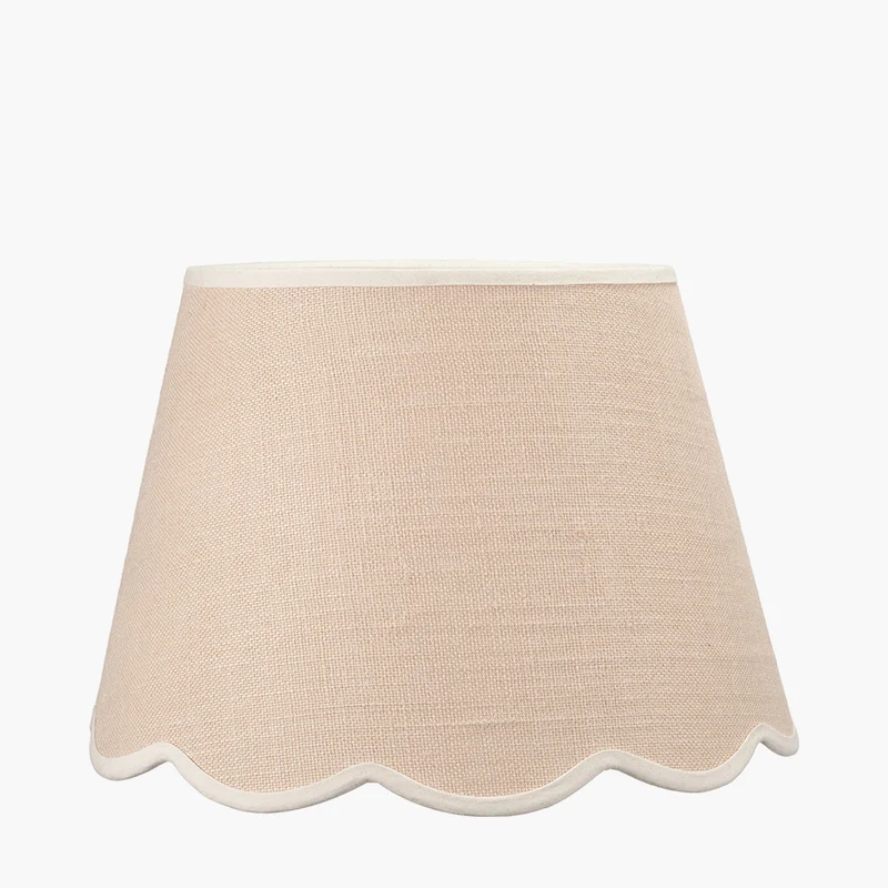 Tabitha 40cm Cream Jute Scalloped Edge Tapered Lampshade with Cream Binding