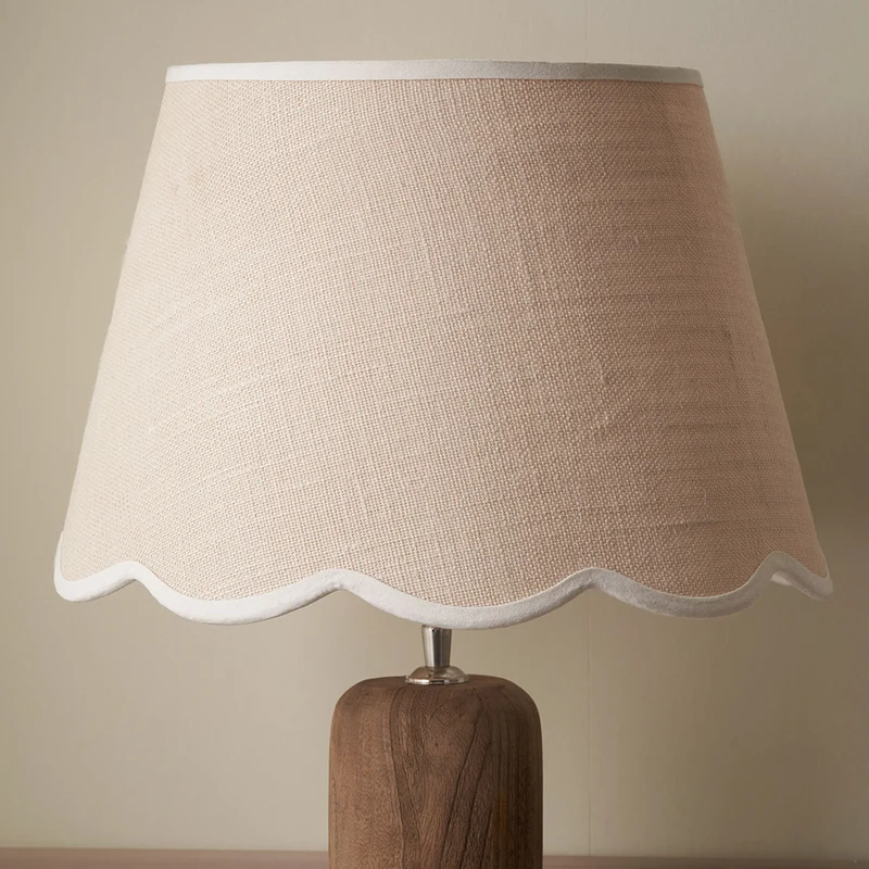 Tabitha 40cm Cream Jute Scalloped Edge Tapered Lampshade with Cream Binding
