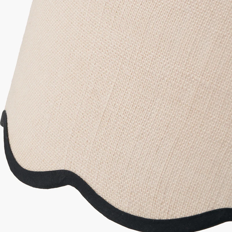 Tabitha 40cm Cream Jute Scalloped Edge Tapered Lampshade with Black Binding