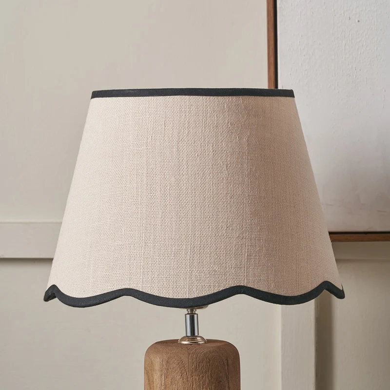 Tabitha 40cm Cream Jute Scalloped Edge Tapered Lampshade with Black Binding