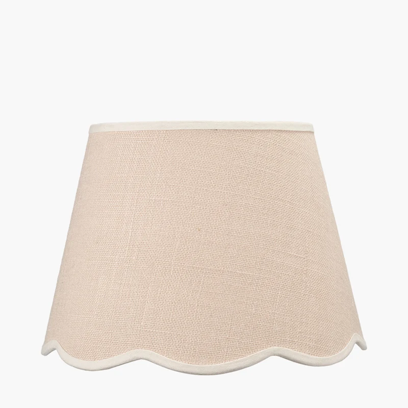 Tabitha 35cm Cream Jute Scalloped Edge Tapered Lampshade with Cream Binding