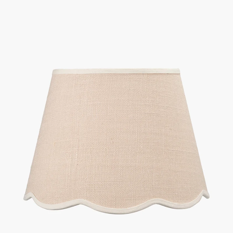 Tabitha 35cm Cream Jute Scalloped Edge Tapered Lampshade with Cream Binding