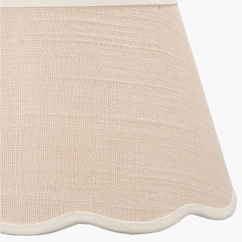 Tabitha 30cm Cream Jute Scalloped Edge Tapered Lampshade with Cream Binding