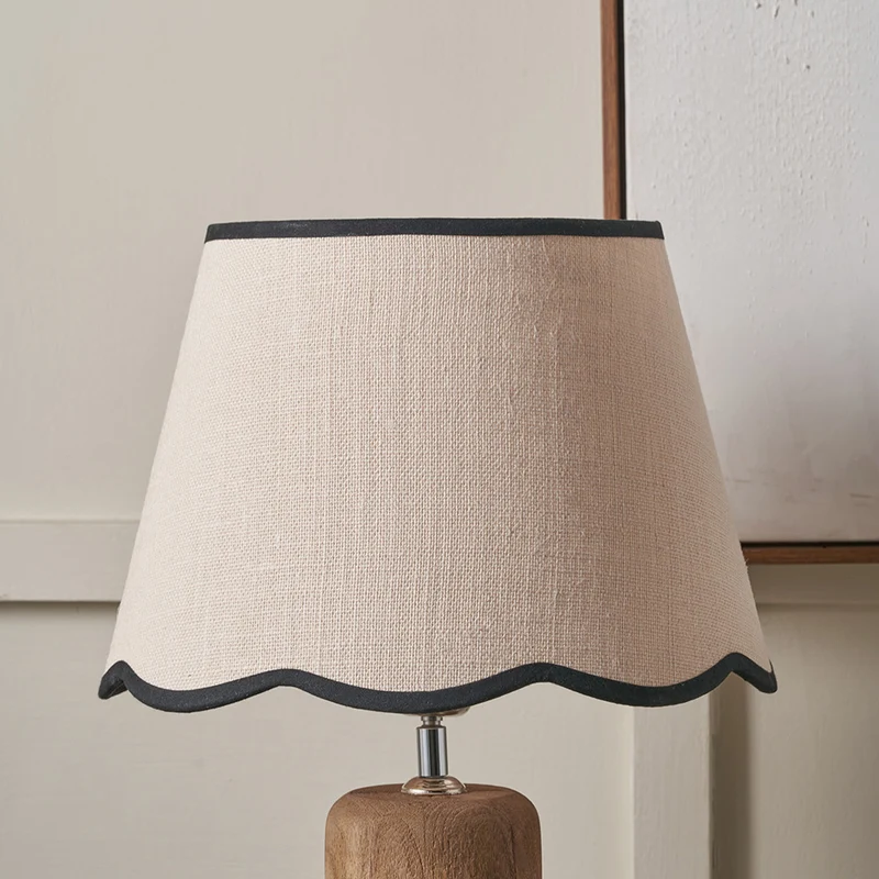 Tabitha 30cm Cream Jute Scalloped Edge Tapered Lampshade with Black Binding