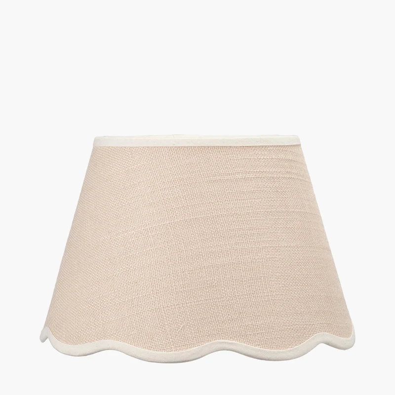 Tabitha 25cm Cream Jute Scalloped Edge Tapered Lampshade with Cream Binding