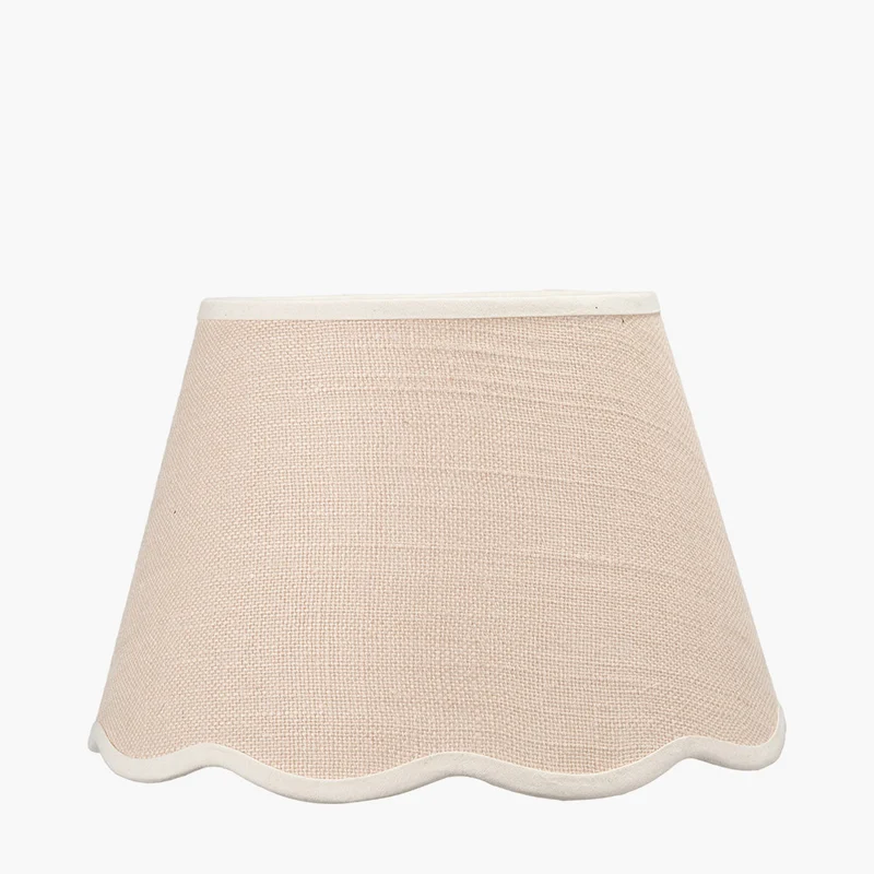 Tabitha 25cm Cream Jute Scalloped Edge Tapered Lampshade with Cream Binding