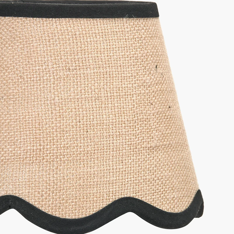 Tabitha 16cm Cream Jute Scalloped Edge Tapered Lampshade with Black Binding