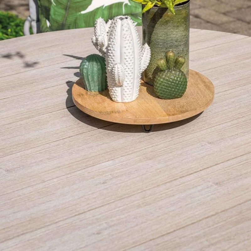 Monti tuinset 6-delig dakar sand met Edison tuintafel rond 148 cm light teak vironwood