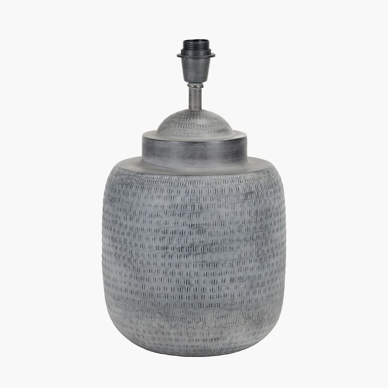 Raj Charcoal Grey Hammered Metal Urn Shaped Lamp Base