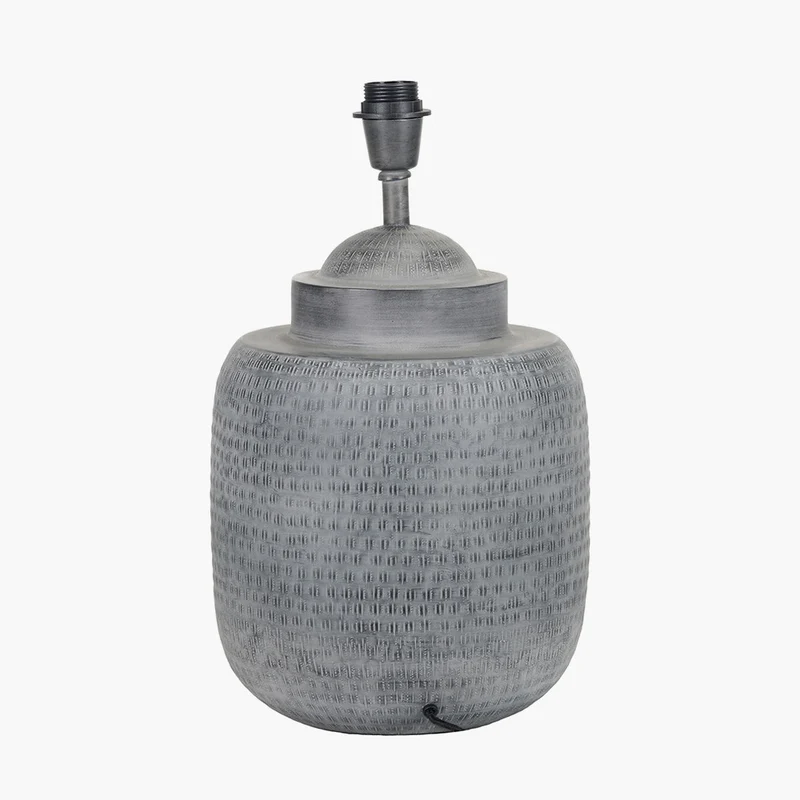 Raj Charcoal Grey Hammered Metal Urn Shaped Lamp Base