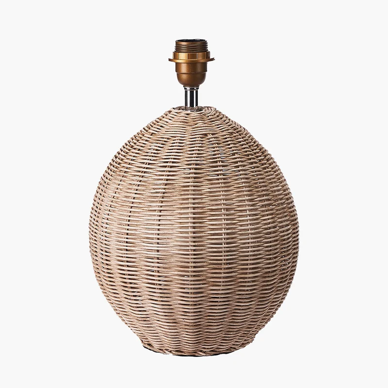 Raffles Large Rattan Cream Wash Table Lamp Base with Seychelles 40cm Cream Slubby Cotton Empire Lampshade