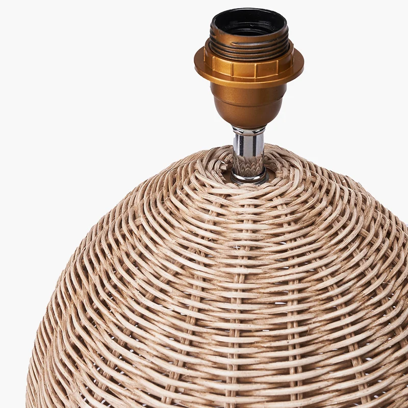 Raffles Large Rattan Cream Wash Table Lamp Base with Harley 45cm Slubby Hopsack Empire Lampshade