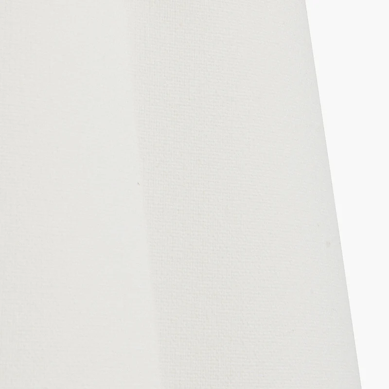 Priscilla Yellow Striped Ceramic Table Lamp Base with Posy 30cm White Handloom Scalloped Tapered Lampshade