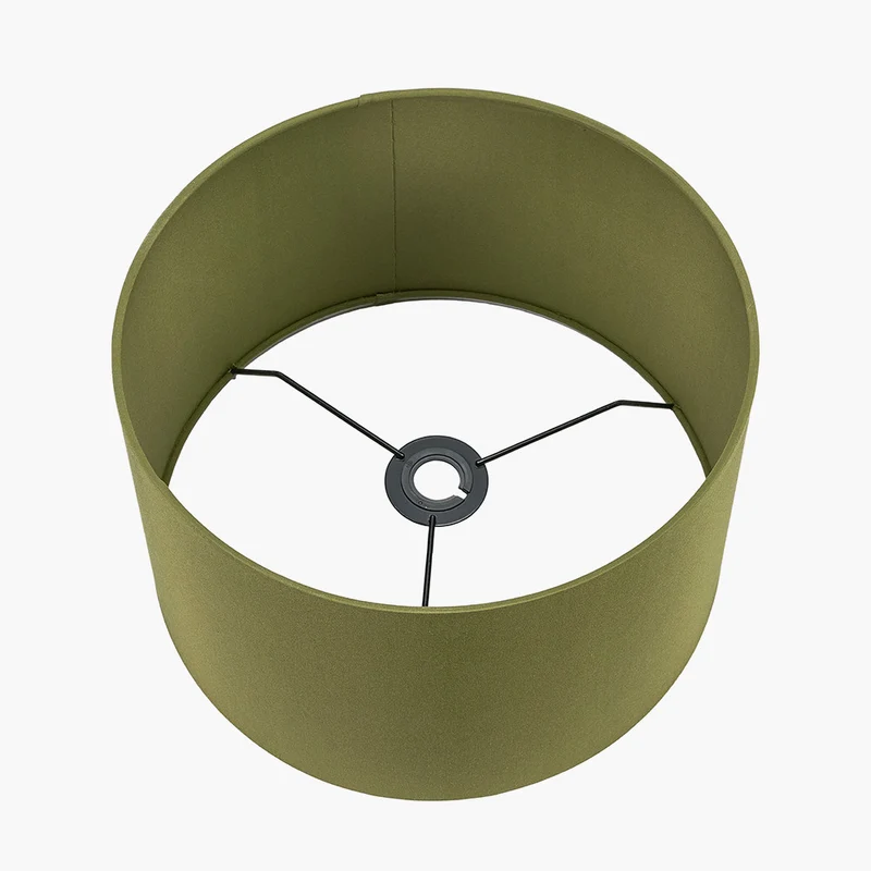 Wrenley Black Ceramic Sea Urchin Table Lamp Base with Harry 35cm Sage Cotton Mix Cylinder Lampshade