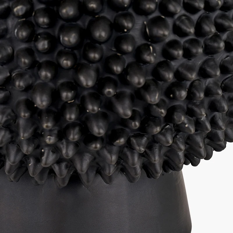 Wrenley Black Ceramic Sea Urchin Table Lamp Base with Harry 35cm Black Cotton Mix Cylinder Lampshade