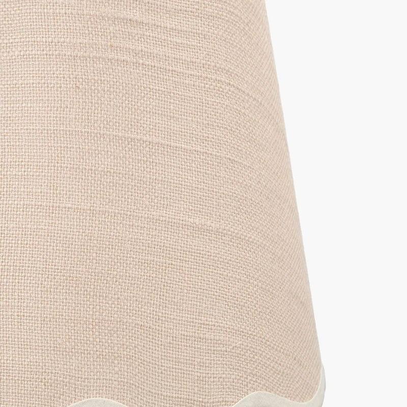 Tabitha 14cm Cream Jute Scalloped Edge Tapered Candle Clip Lampshade with Cream Binding