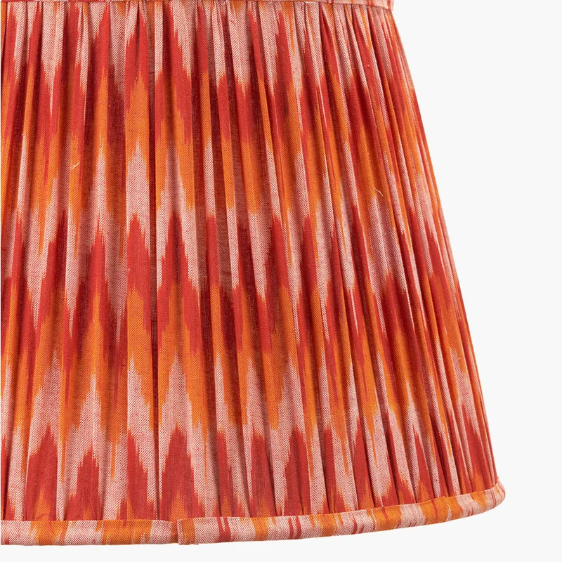 Suri 40 cm Pink and Orange Ikat Patterned Mushroom Pleat Tapered Lampshade