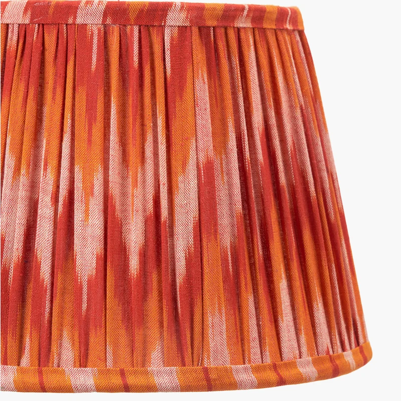 Suri 30 cm Pink and Orange Ikat Patterned Mushroom Pleat Tapered Lampshade