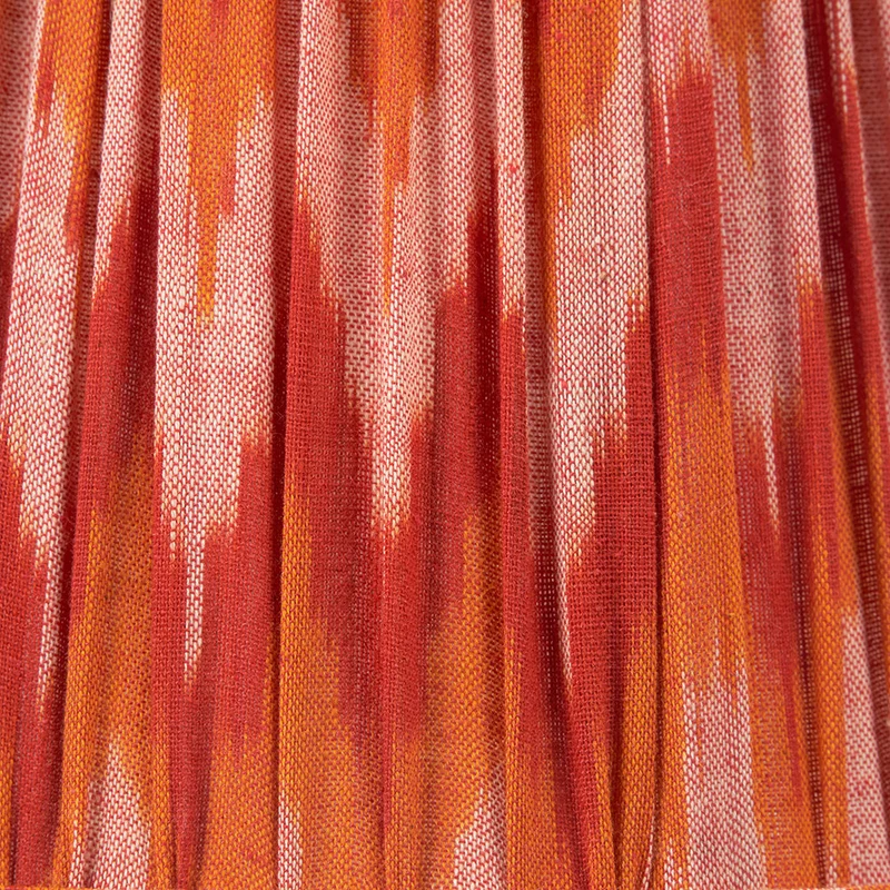 Suri 30 cm Pink and Orange Ikat Patterned Mushroom Pleat Tapered Lampshade