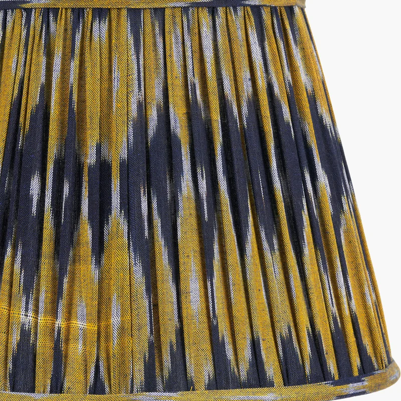 Suri 30 cm Navy and Yellow Ikat Patterned Mushroom Pleat Tapered Lampshade