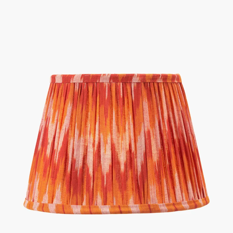 Suri 25 cm Pink and Orange Ikat Patterned Mushroom Pleat Tapered Lampshade
