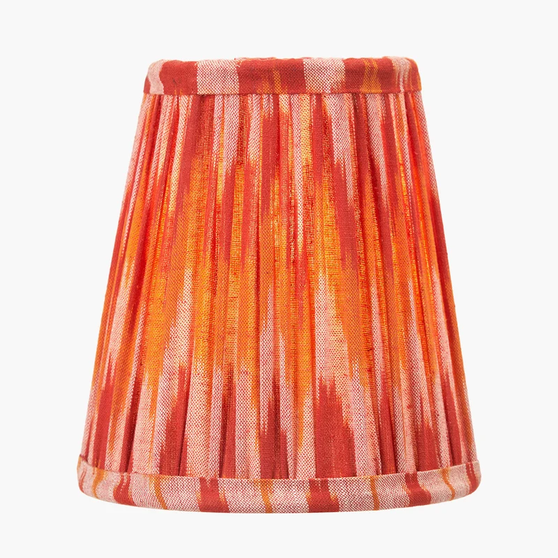 Suri 14cm Pink and Orange Ikat Patterned Mushroom Pleat Tall Tapered Candle Clip Lampshade