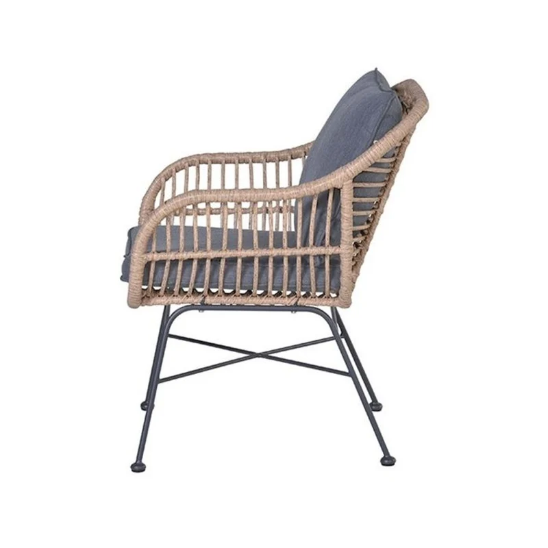 Margriet tuinset 6-delig bruin met Edison tuintafel rond 148 cm light teak vironwood