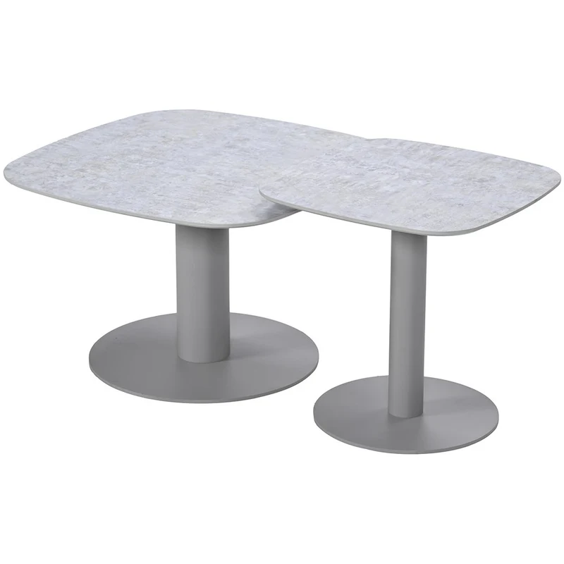 Garden Impressions Bosco set van 2 lounge tafels taupe light teak look Fibrestone doha sand