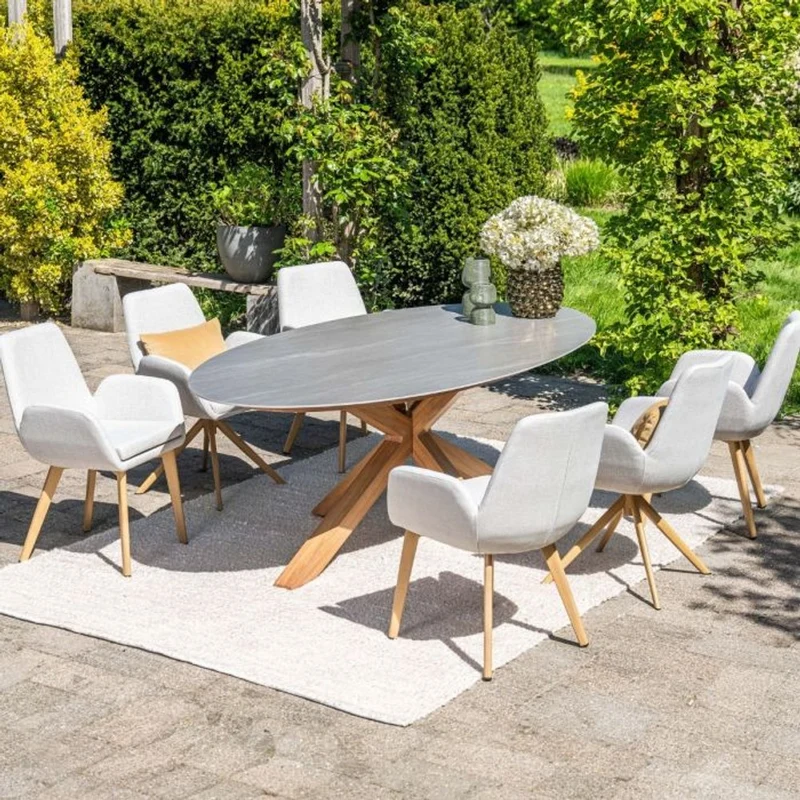 Garden Impressions Acate draaibare dining stoel light teak look valley sand