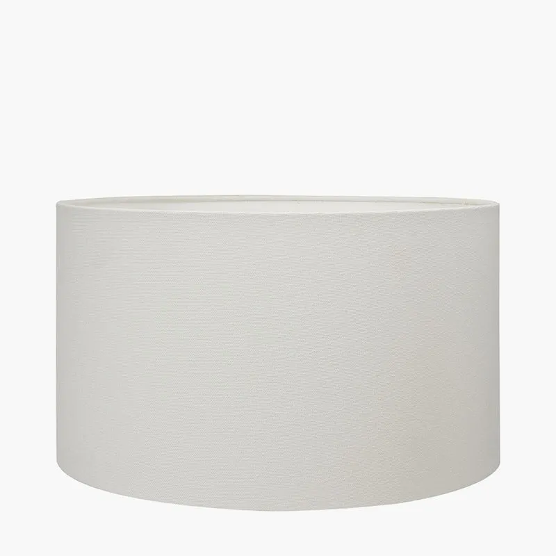 Priscilla Yellow Striped Ceramic Table Lamp Base with Henry 30cm White Handloom Cylinder Lampshade