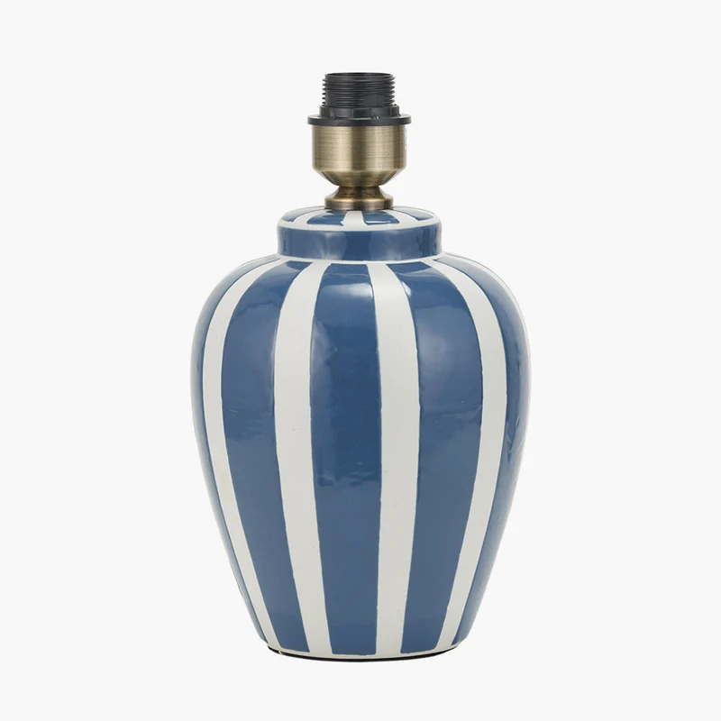 Priscilla Denim Blue Striped Ceramic Table Lamp Base