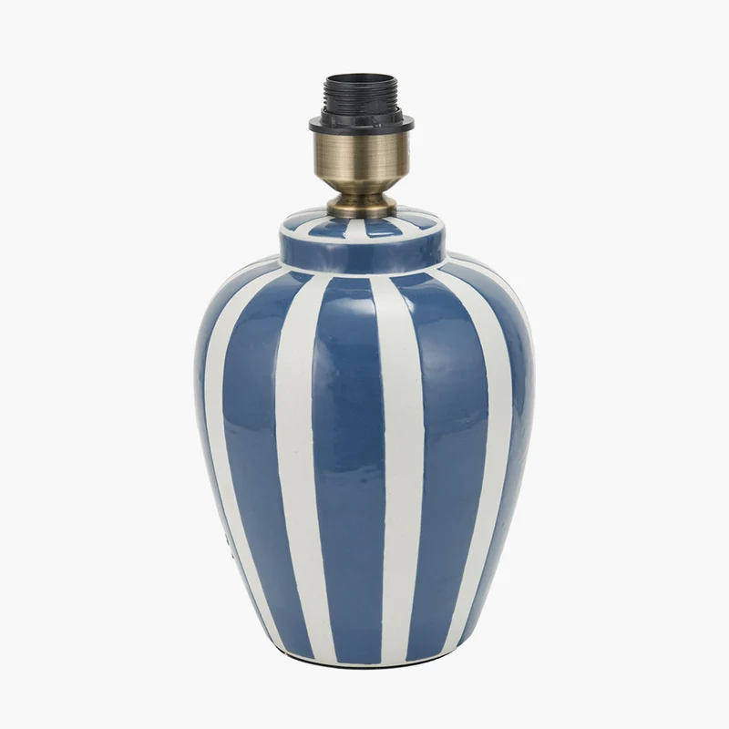 Priscilla Denim Blue Striped Ceramic Table Lamp Base