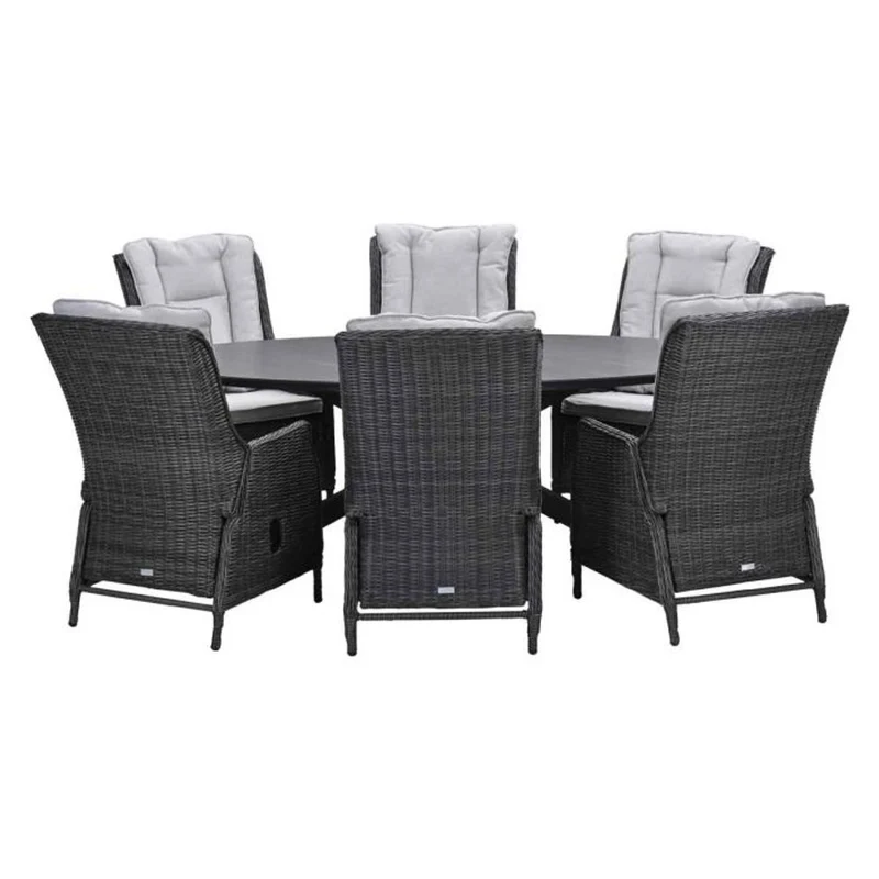 Osborne verstelbare tuinset 7-delig Earl Grey met Scotland tafel Napoli Grey 230x115 cm