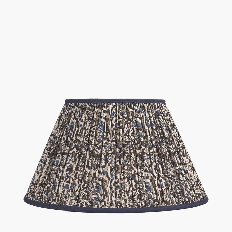 Ornella 45cm Blue Floral Design Mushroom Pleat Empire Lampshade