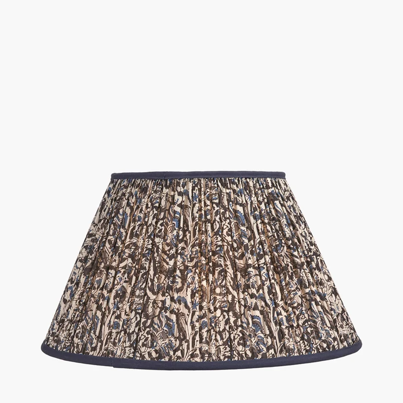 Ornella 45cm Blue Floral Design Mushroom Pleat Empire Lampshade