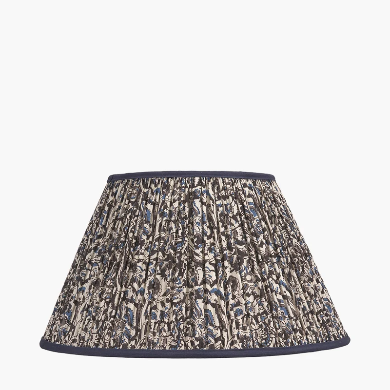 Ornella 45cm Blue Floral Design Mushroom Pleat Empire Lampshade
