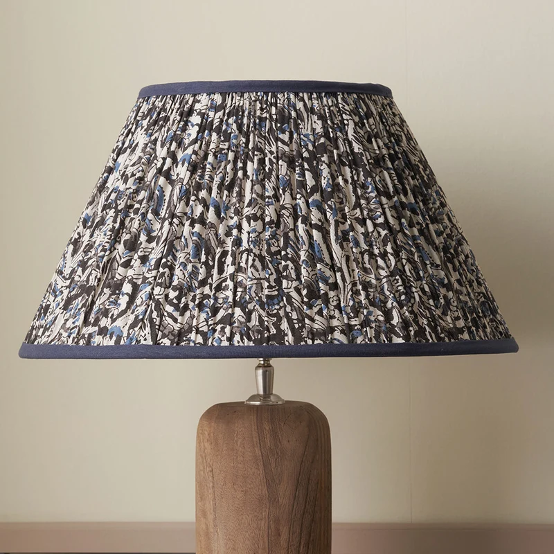 Ornella 45cm Blue Floral Design Mushroom Pleat Empire Lampshade