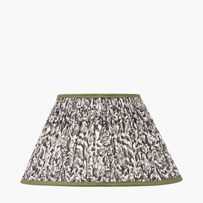 Ornella 40cm Green Floral Design Mushroom Pleat Empire Lampshade