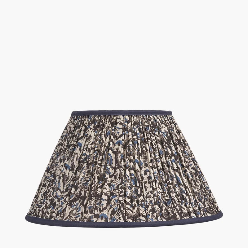 Ornella 40cm Blue Floral Design Mushroom Pleat Empire Lampshade