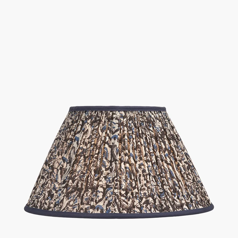 Ornella 40cm Blue Floral Design Mushroom Pleat Empire Lampshade