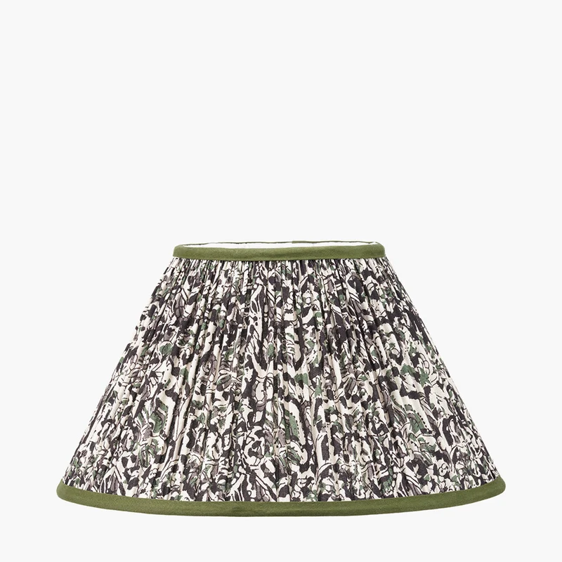 Ornella 35cm Green Floral Design Mushroom Pleat Empire Lampshade