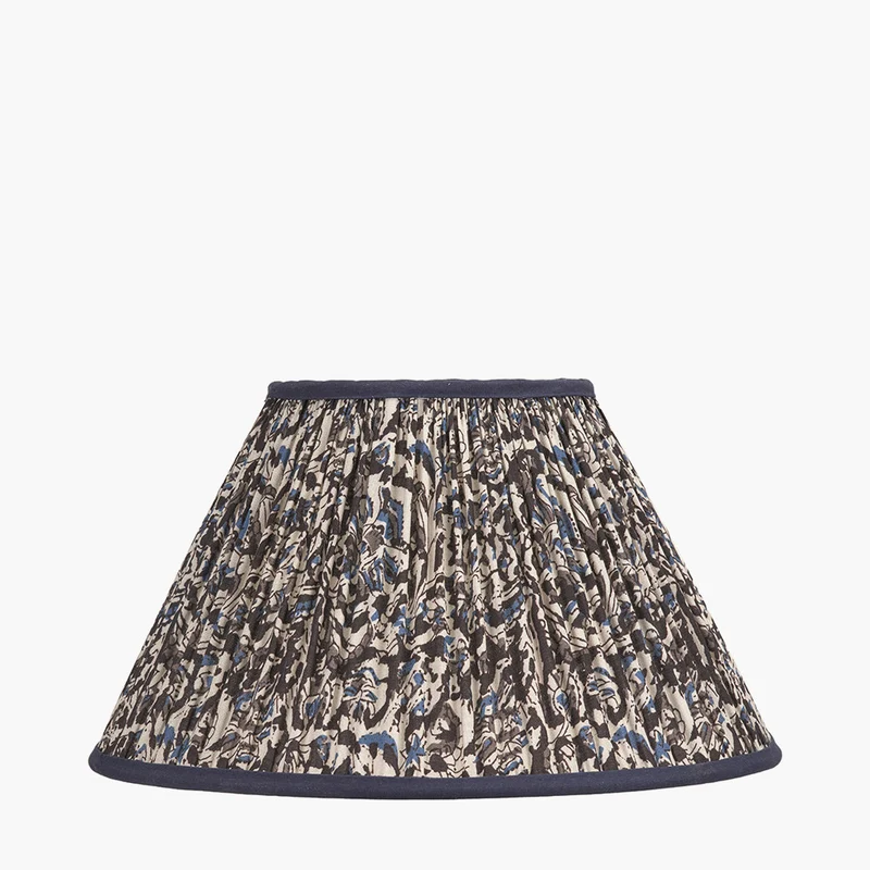 Ornella 35cm Blue Floral Design Mushroom Pleat Empire Lampshade
