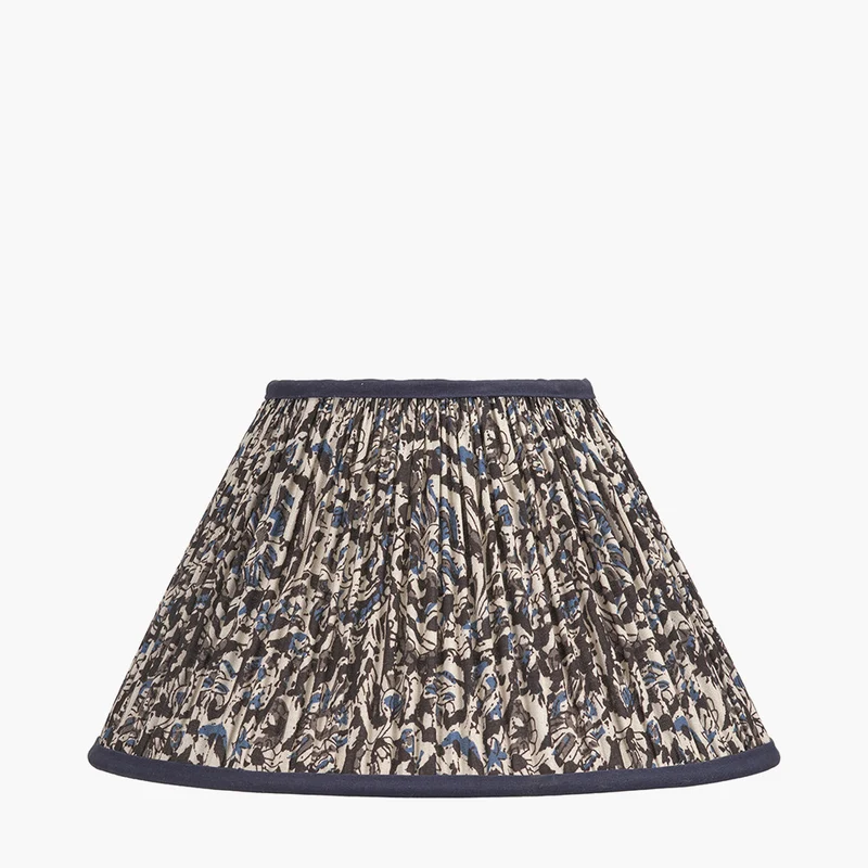 Ornella 35cm Blue Floral Design Mushroom Pleat Empire Lampshade