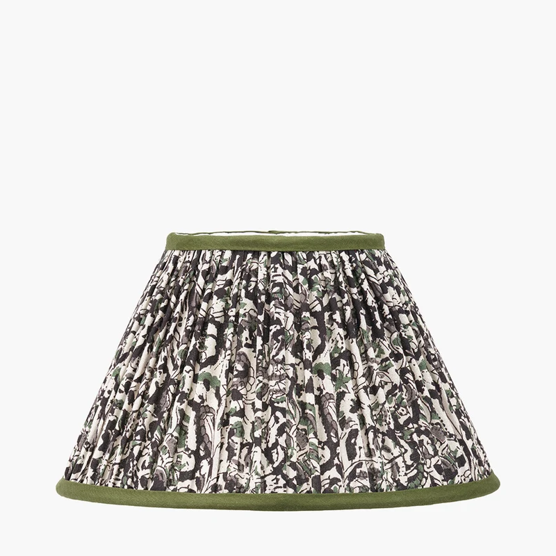 Ornella 30cm Green Floral Design Mushroom Pleat Empire Lampshade