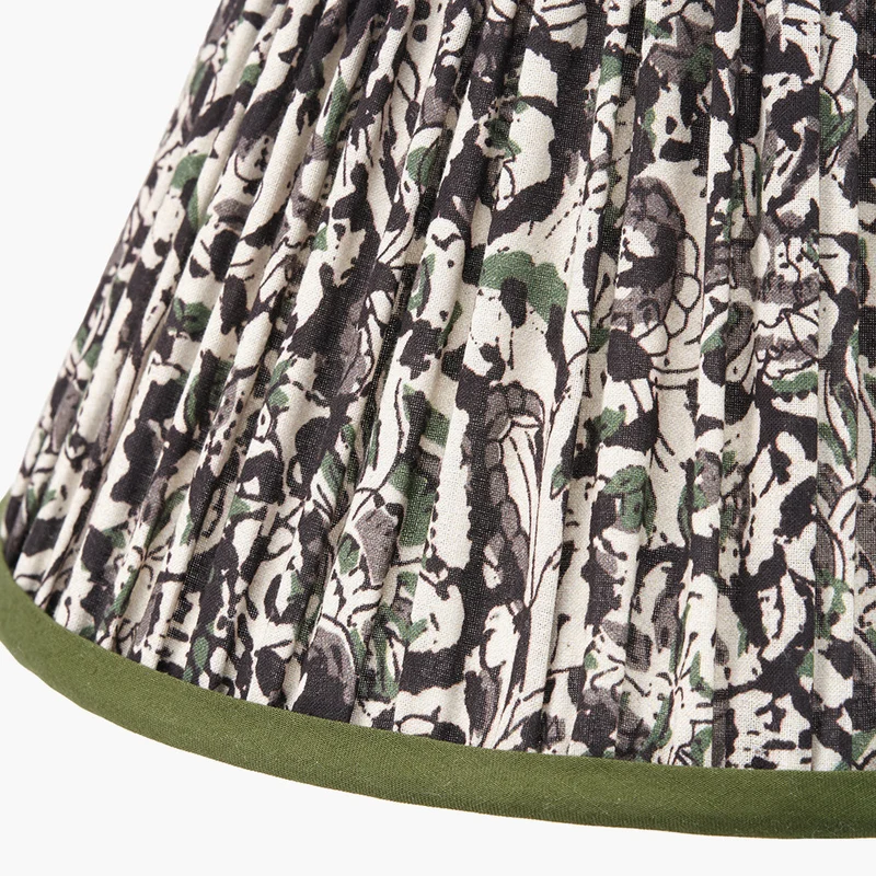 Ornella 30cm Green Floral Design Mushroom Pleat Empire Lampshade